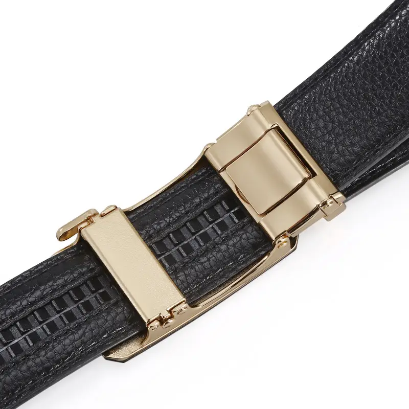 Men's Black Leather Belt with Gold Buckle & Joker Design - Image 6