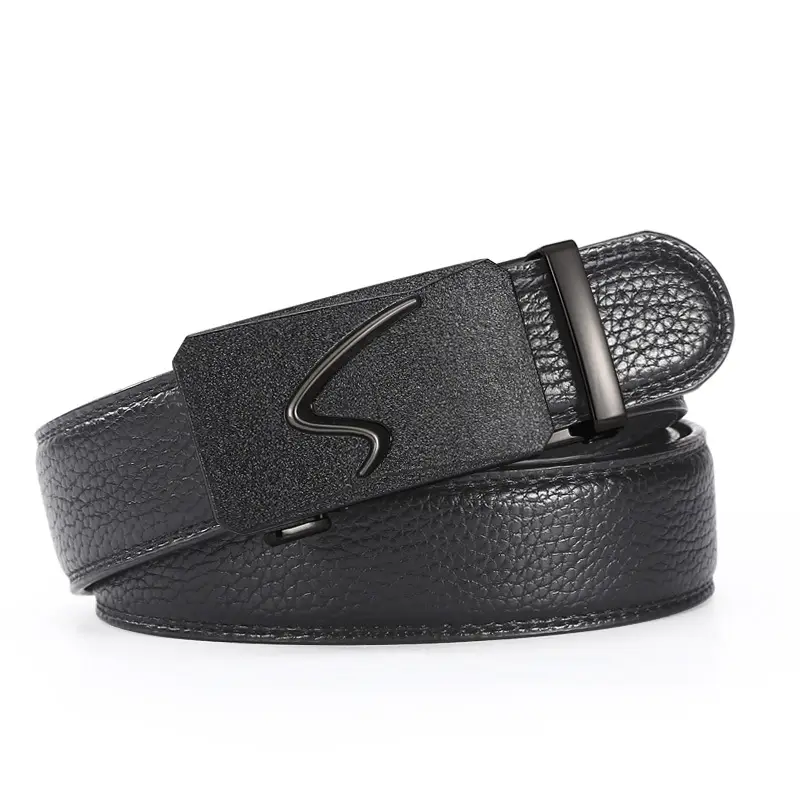 Men's Black Leather Belt with Gold Buckle & Joker Design - Image 7