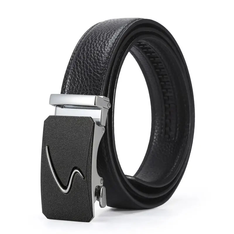 Men's Black Leather Belt with Gold Buckle & Joker Design