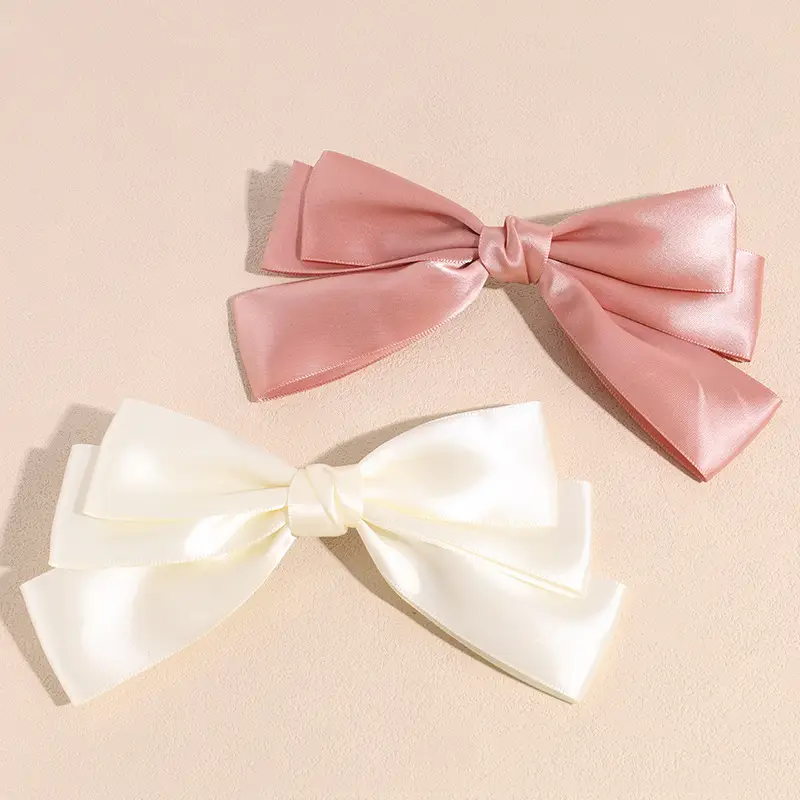Korean New Cute Girl Bow Silks Satins Spring Clip Back of Head Top Clip High-End Hair Clip Ponytail Clip for Women — feature 6