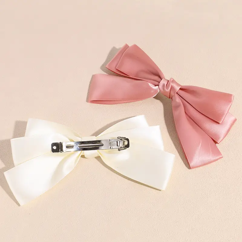 Korean New Cute Girl Bow Silks Satins Spring Clip Back of Head Top Clip High-End Hair Clip Ponytail Clip for Women — feature 7