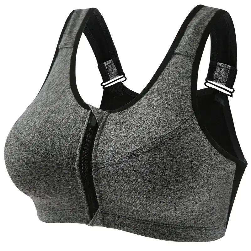 Pink Front Zipper Sports Bra for Women - Image 12