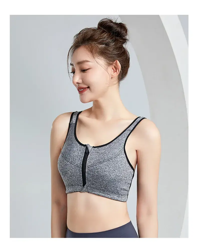 Pink Front Zipper Sports Bra for Women — feature 25