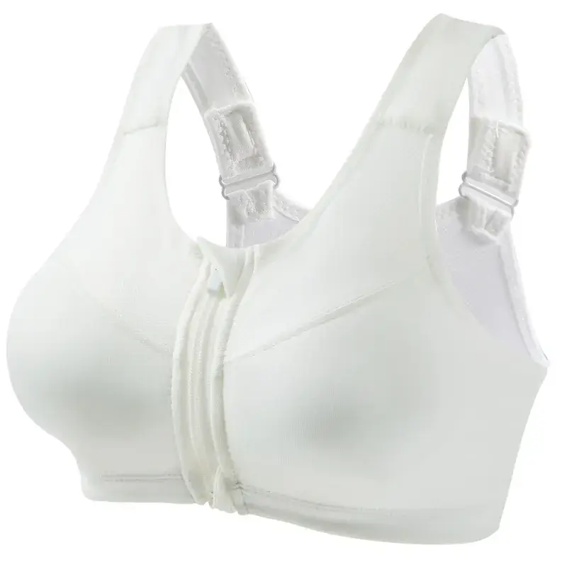 Pink Front Zipper Sports Bra for Women - Image 2