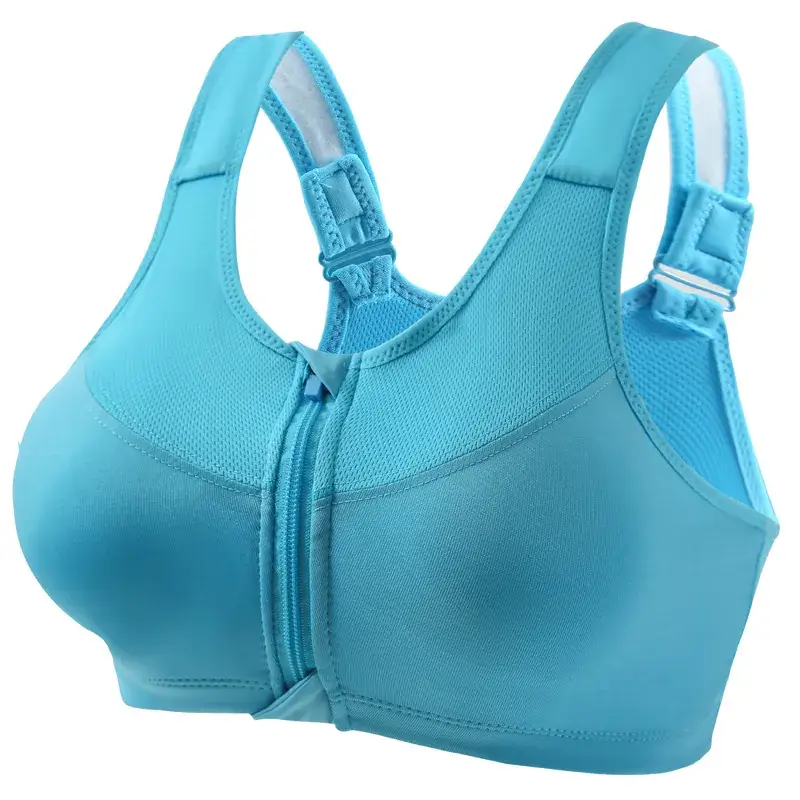 Pink Front Zipper Sports Bra for Women - Image 3