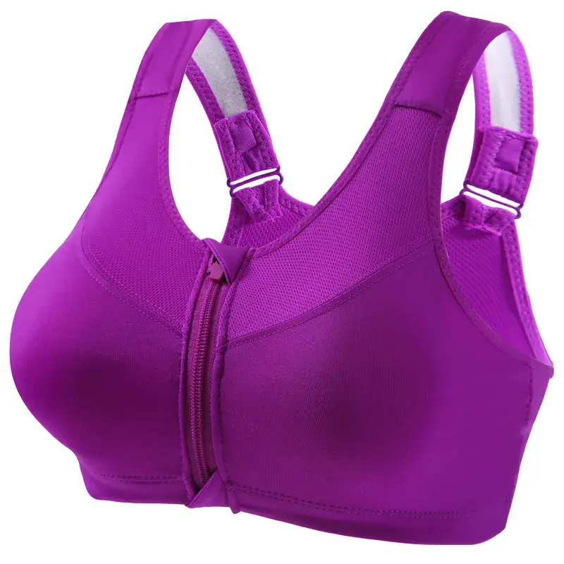Pink Front Zipper Sports Bra for Women - Image 4