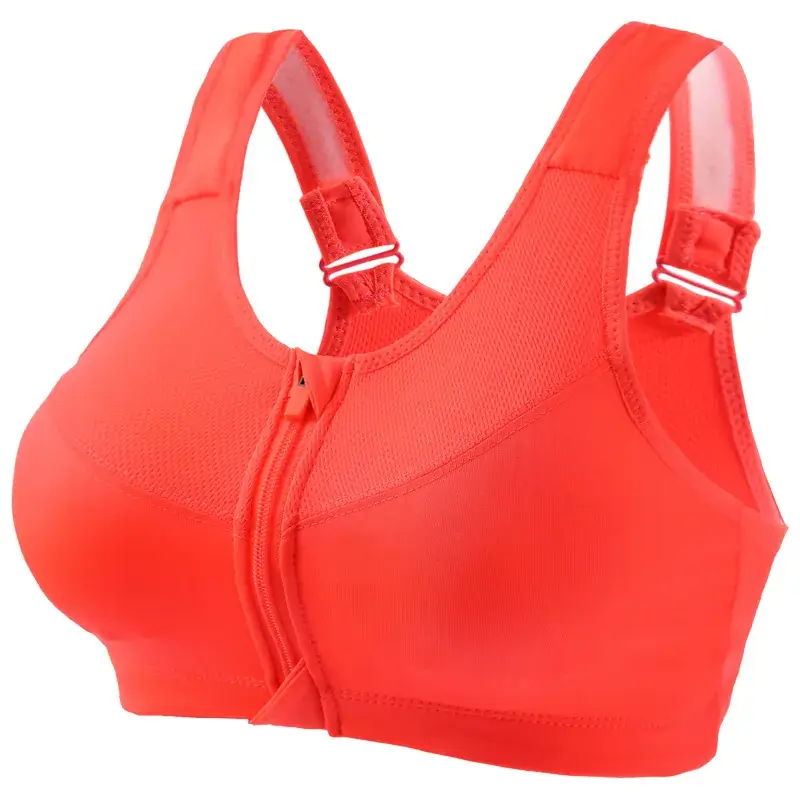Pink Front Zipper Sports Bra for Women - Image 6