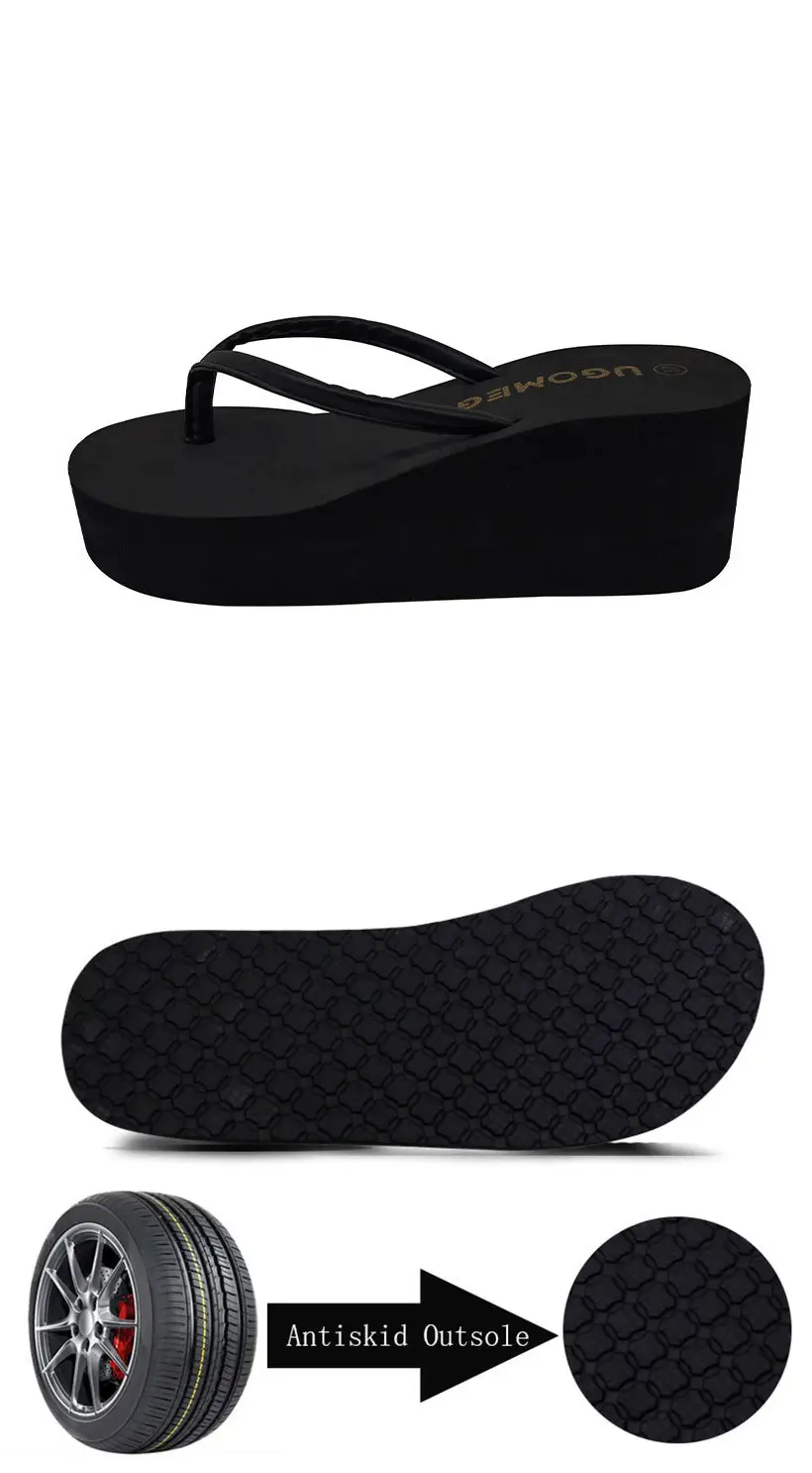 Black PU Wedge Flip Flops Women Summer Non-Slip — feature 13