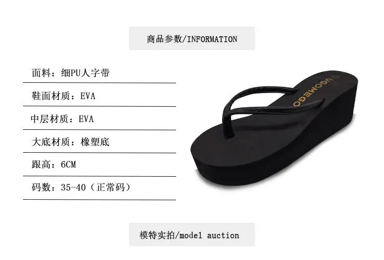 Black PU Wedge Flip Flops Women Summer Non-Slip — feature 9