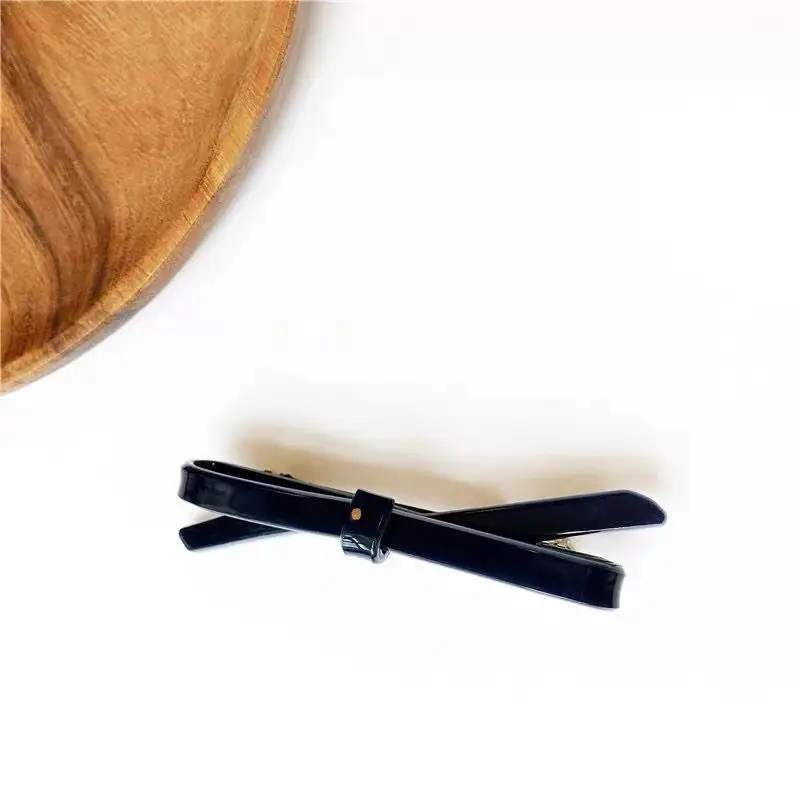 Japanese & Korean Cute Bow Side Clip Low Ponytail One-Word Clip Retro Side Clip Gentle Spring Clip Retro Side Clip
