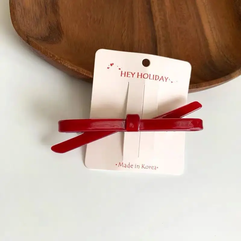 Japanese & Korean Cute Bow Side Clip Low Ponytail One-Word Clip Retro Side Clip Gentle Spring Clip Retro Side Clip