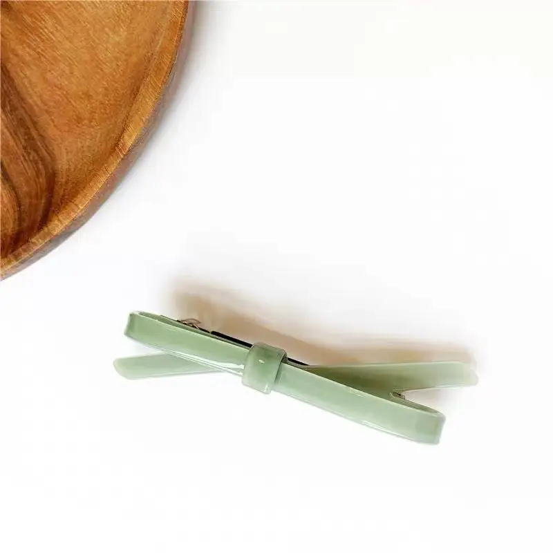 Japanese & Korean Cute Bow Side Clip Low Ponytail One-Word Clip Retro Side Clip Gentle Spring Clip Retro Side Clip