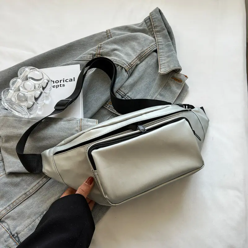 Women's Silver Crossbody Bag Large Capacity Waterproof Sports Bag - Image 2