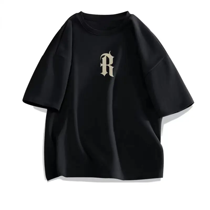 Men Women Pure Cotton Loose Print T-Shirt Black White - Image 17