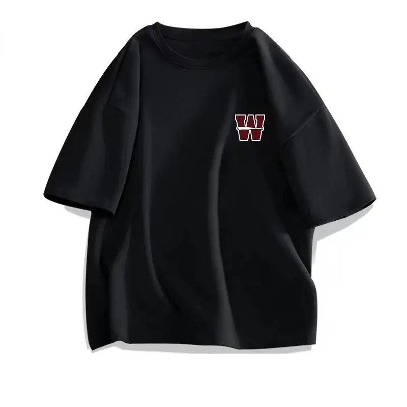 Men Women Pure Cotton Loose Print T-Shirt Black White - Image 12