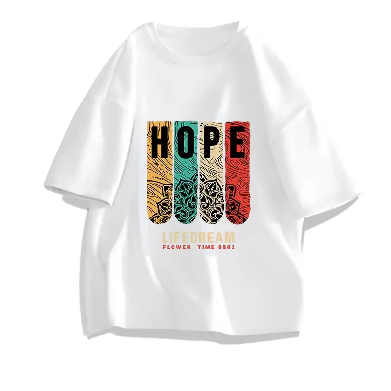 Men Women Pure Cotton Loose Print T-Shirt Black White - Image 13