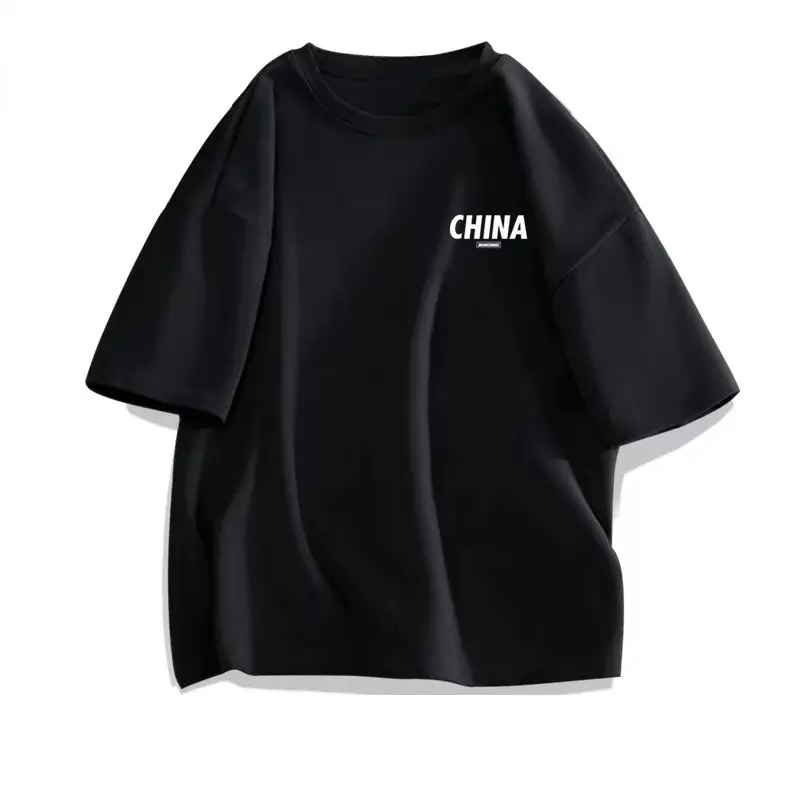 Men Women Pure Cotton Loose Print T-Shirt Black White - Image 16