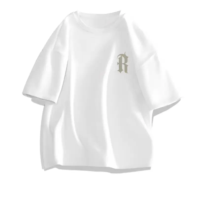 Men Women Pure Cotton Loose Print T-Shirt Black White - Image 7