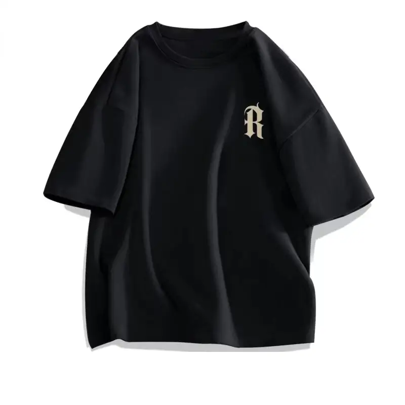 Men Women Pure Cotton Loose Print T-Shirt Black White - Image 8