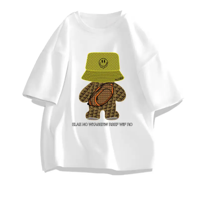 Men Women Pure Cotton Loose Print T-Shirt Black White - Image 9