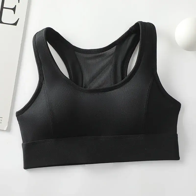 Black Seamless Sports Bra with Back Gather for Yoga Running - Image 4