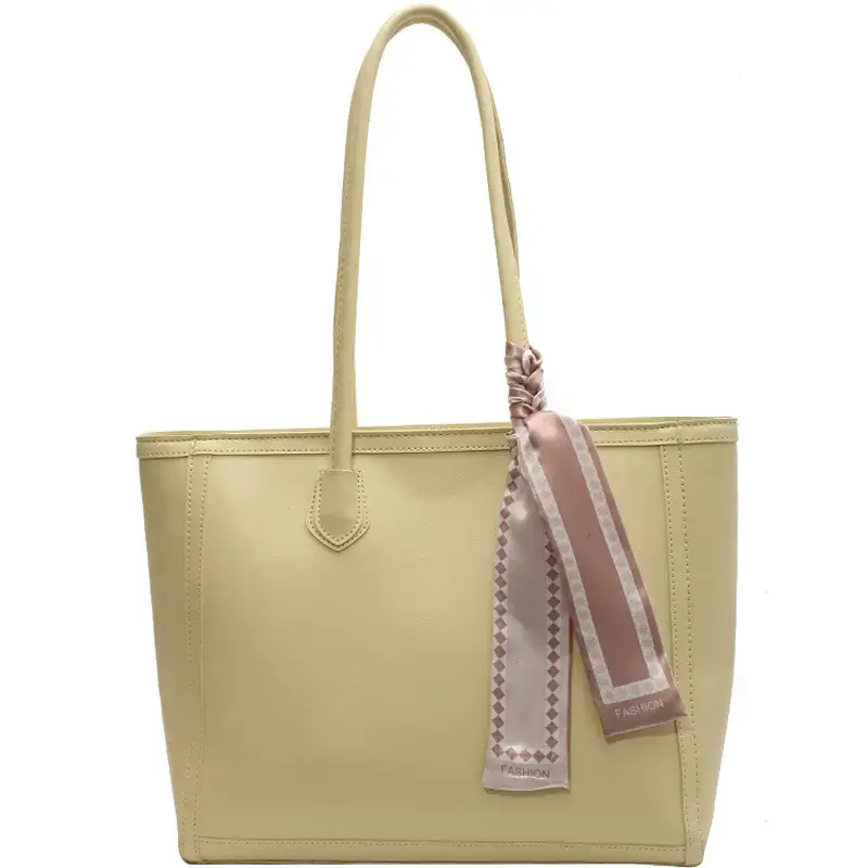 Women's Large Capacity Yellow Tote Bag with Leather Strap - Image 11
