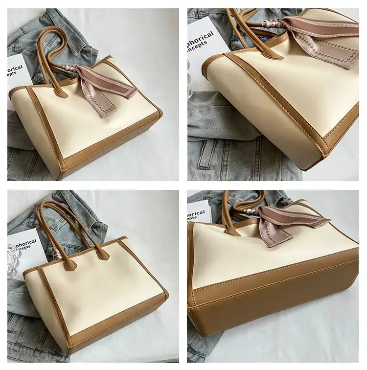 Women's Large Capacity Yellow Tote Bag with Leather Strap — feature 15