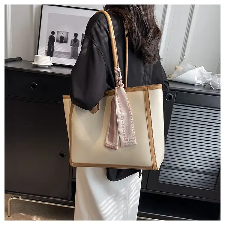Women's Large Capacity Yellow Tote Bag with Leather Strap — feature 17