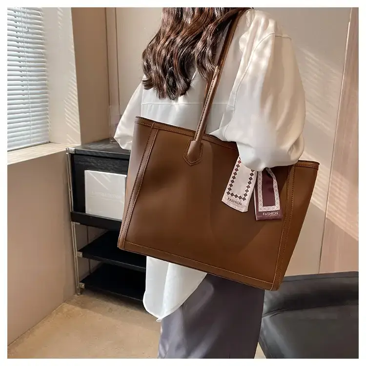 Women's Large Capacity Yellow Tote Bag with Leather Strap — feature 23