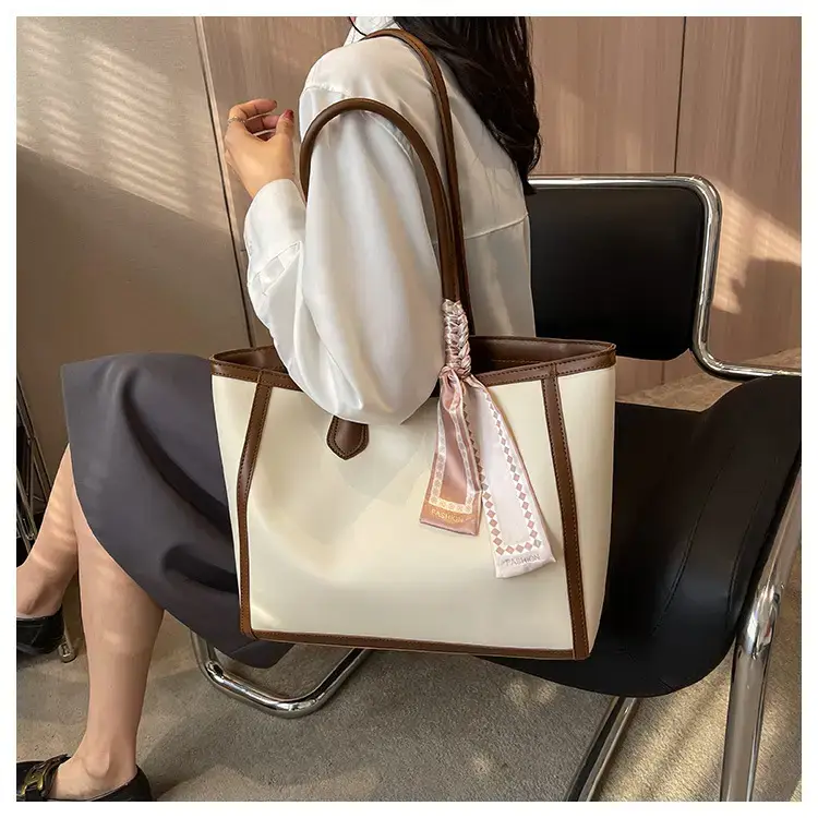 Women's Large Capacity Yellow Tote Bag with Leather Strap — feature 24