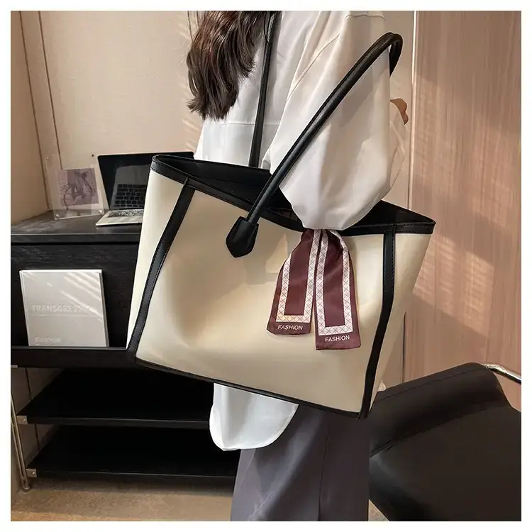 Women's Large Capacity Yellow Tote Bag with Leather Strap — feature 26