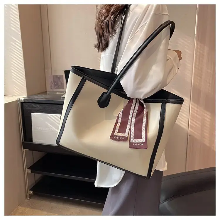 Women's Large Capacity Yellow Tote Bag with Leather Strap — feature 27