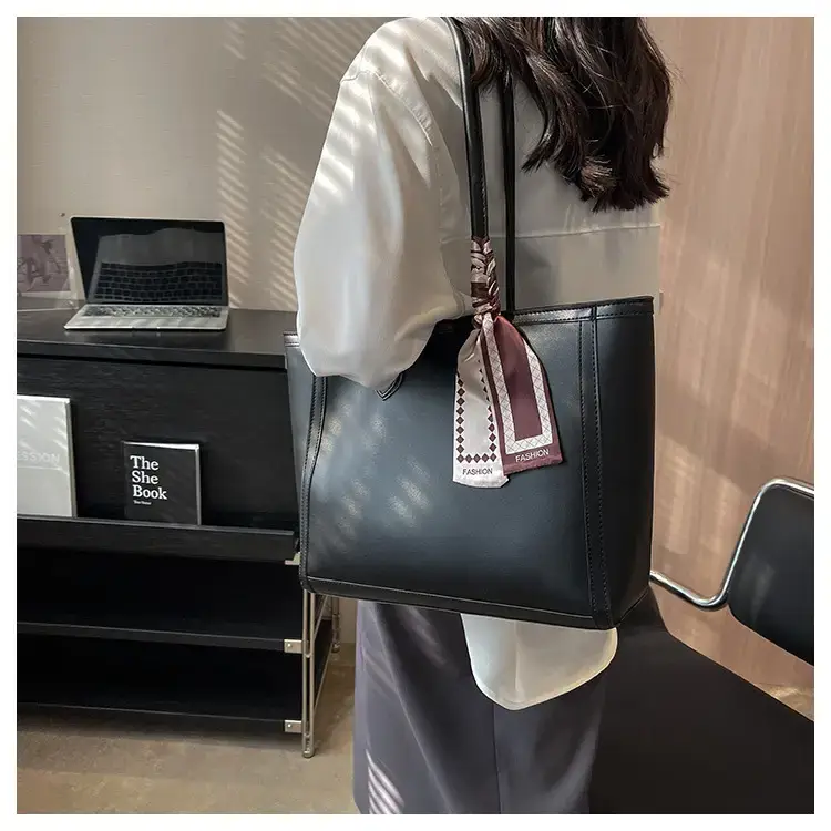 Women's Large Capacity Yellow Tote Bag with Leather Strap — feature 6