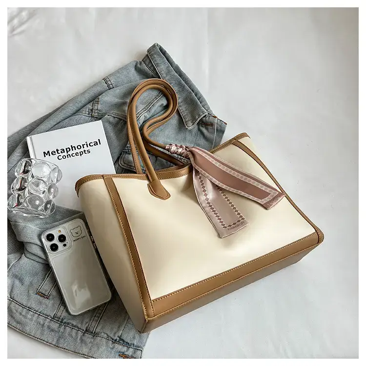 Women's Large Capacity Yellow Tote Bag with Leather Strap — feature 9