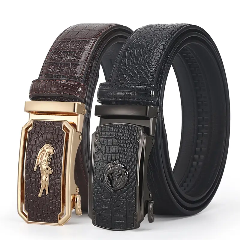 High-end Croc Leather Belt for Men with Automatic Buckle - Image 20