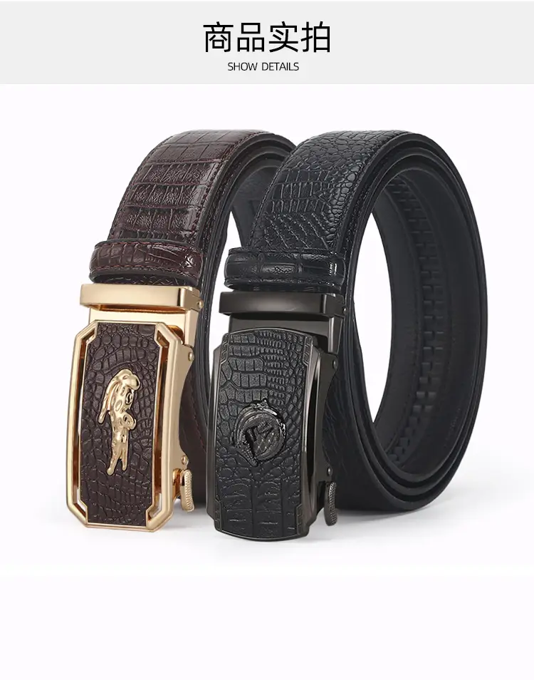 High-end Croc Leather Belt for Men with Automatic Buckle β feature 8