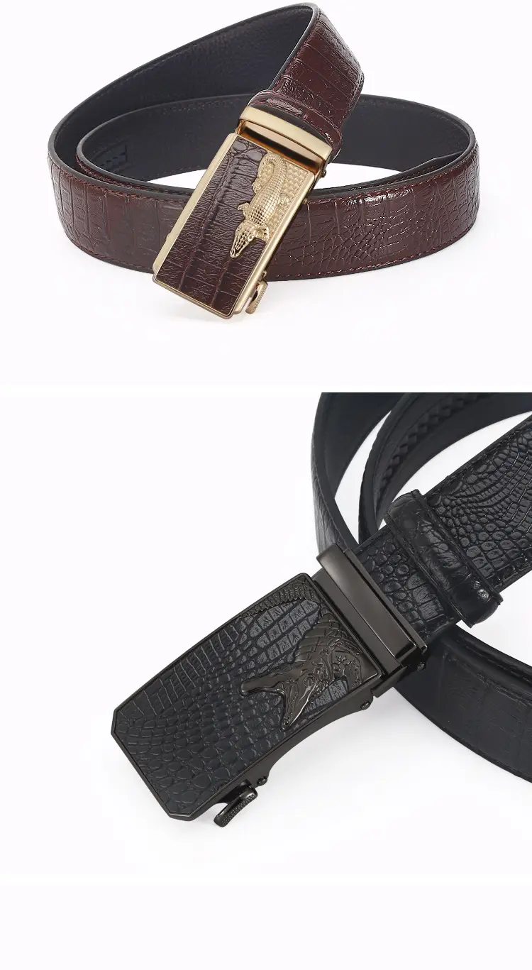 High-end Croc Leather Belt for Men with Automatic Buckle β feature 9