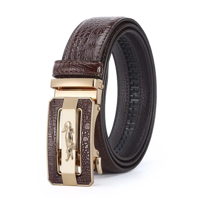 High-end Croc Leather Belt for Men with Automatic Buckle