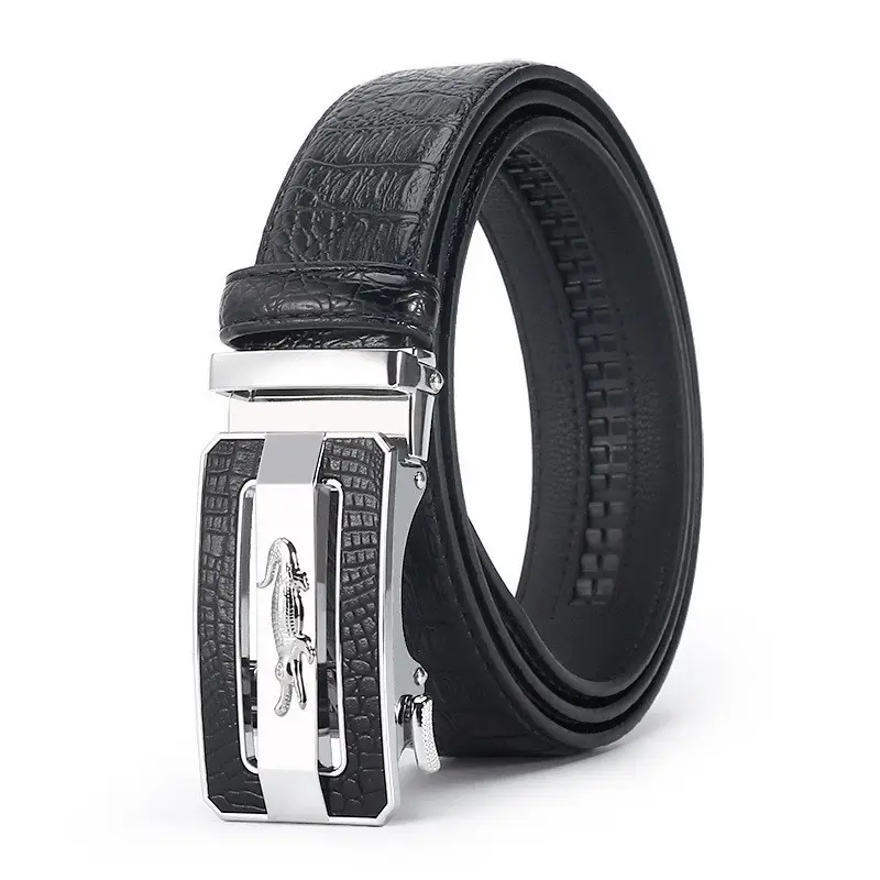 High-end Croc Leather Belt for Men with Automatic Buckle - Image 3