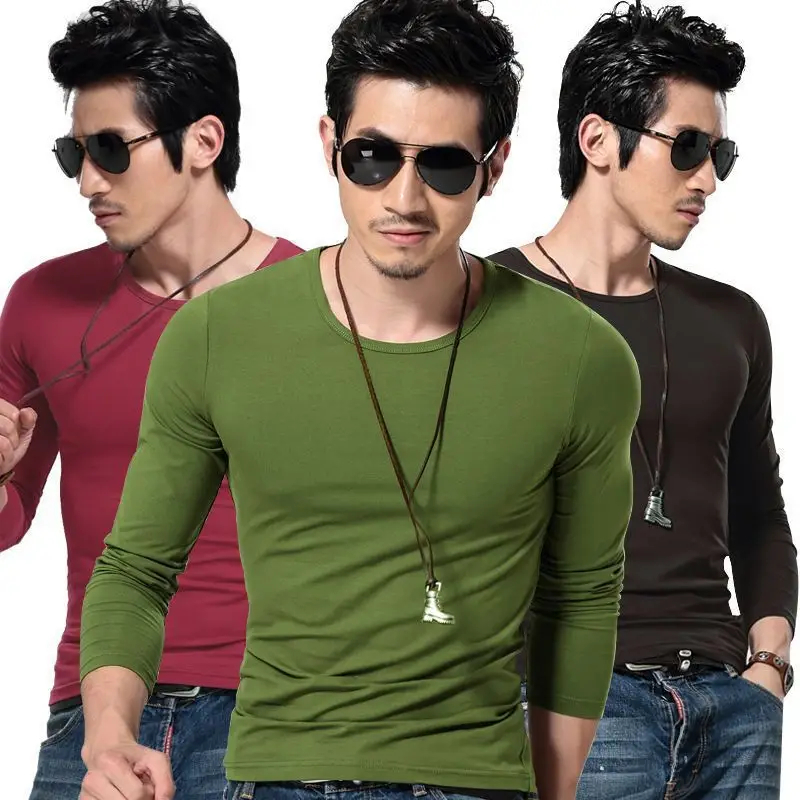 Men's V-Neck Black Long Sleeve T-Shirt