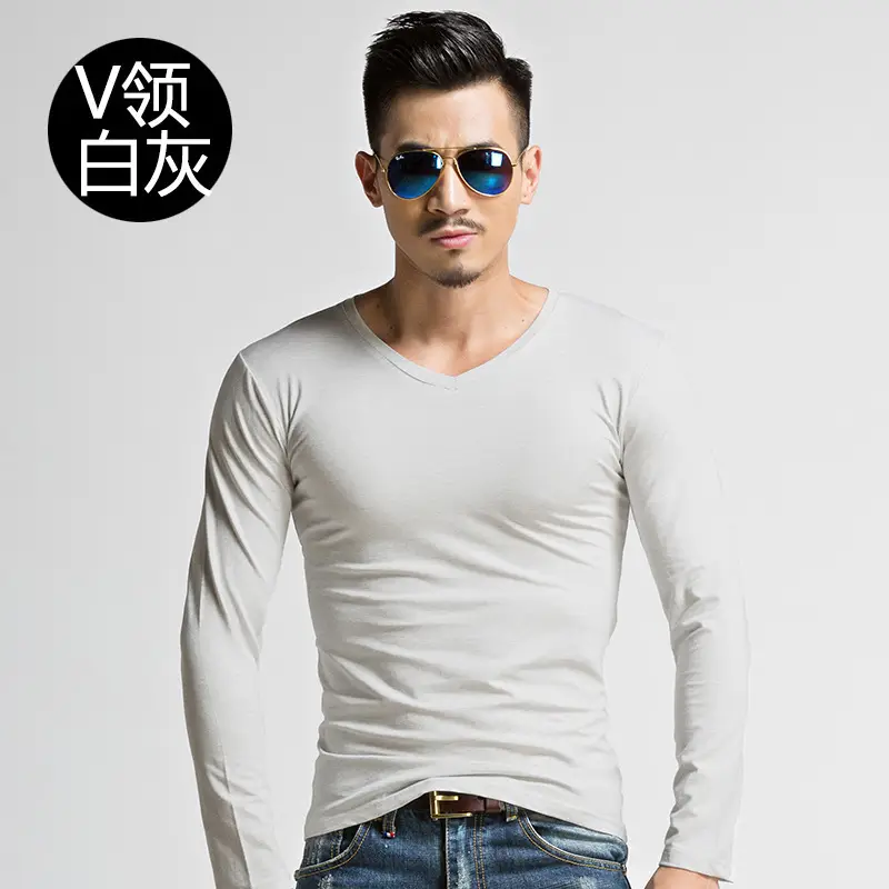 V-neck gray long sleeves