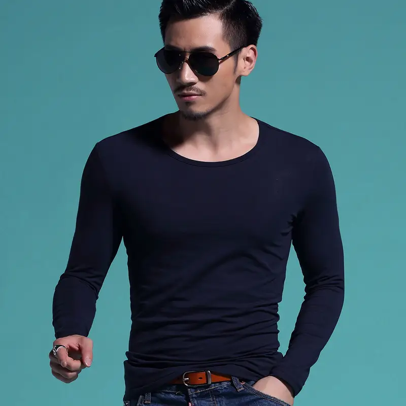 Round neck sapphire blue long sleeves