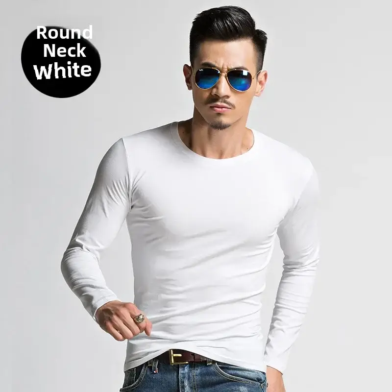 Men's V-Neck Black Long Sleeve T-Shirt