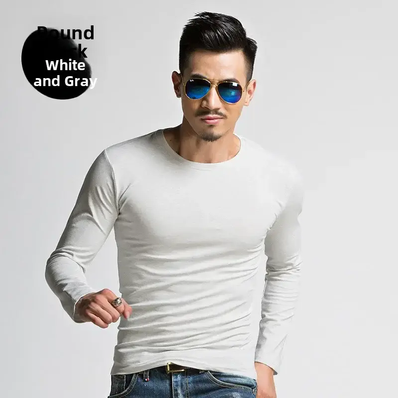 Men's V-Neck Black Long Sleeve T-Shirt