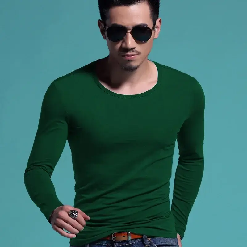 Men's V-Neck Black Long Sleeve T-Shirt