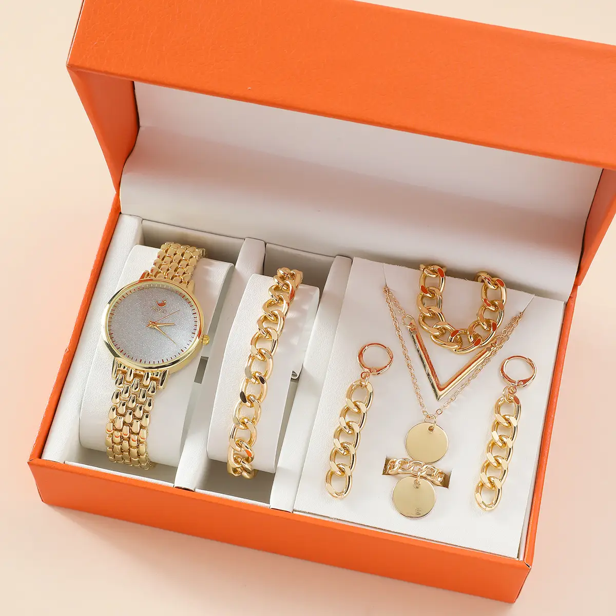 Golden New Women's Watch Set with Necklace & Earrings - Image 3