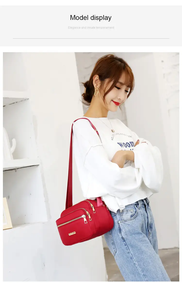 Waterproof Oxford Mom Bag Blue Nylon Crossbody — feature 12