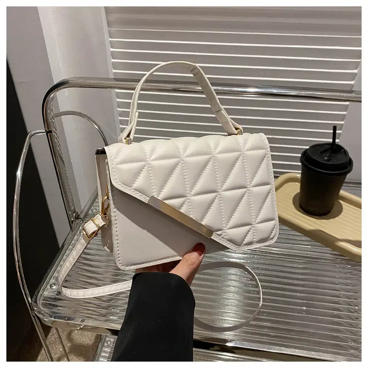 Beige Quilted Shoulder Messenger Bag 2023 - Image 2