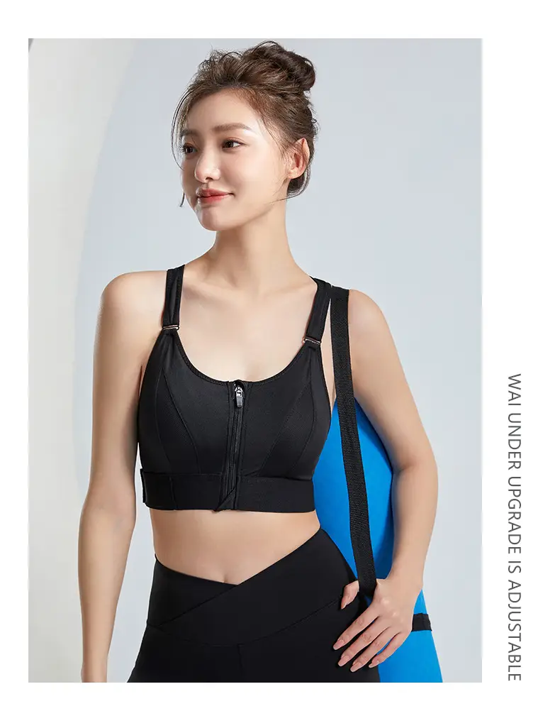 Women's Front Zipper Sports Bra Pink Plus Size Wireless Push Up — feature 21