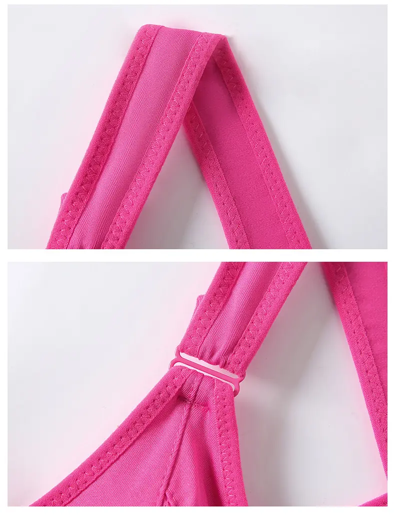 Women's Front Zipper Sports Bra Pink Plus Size Wireless Push Up — feature 25